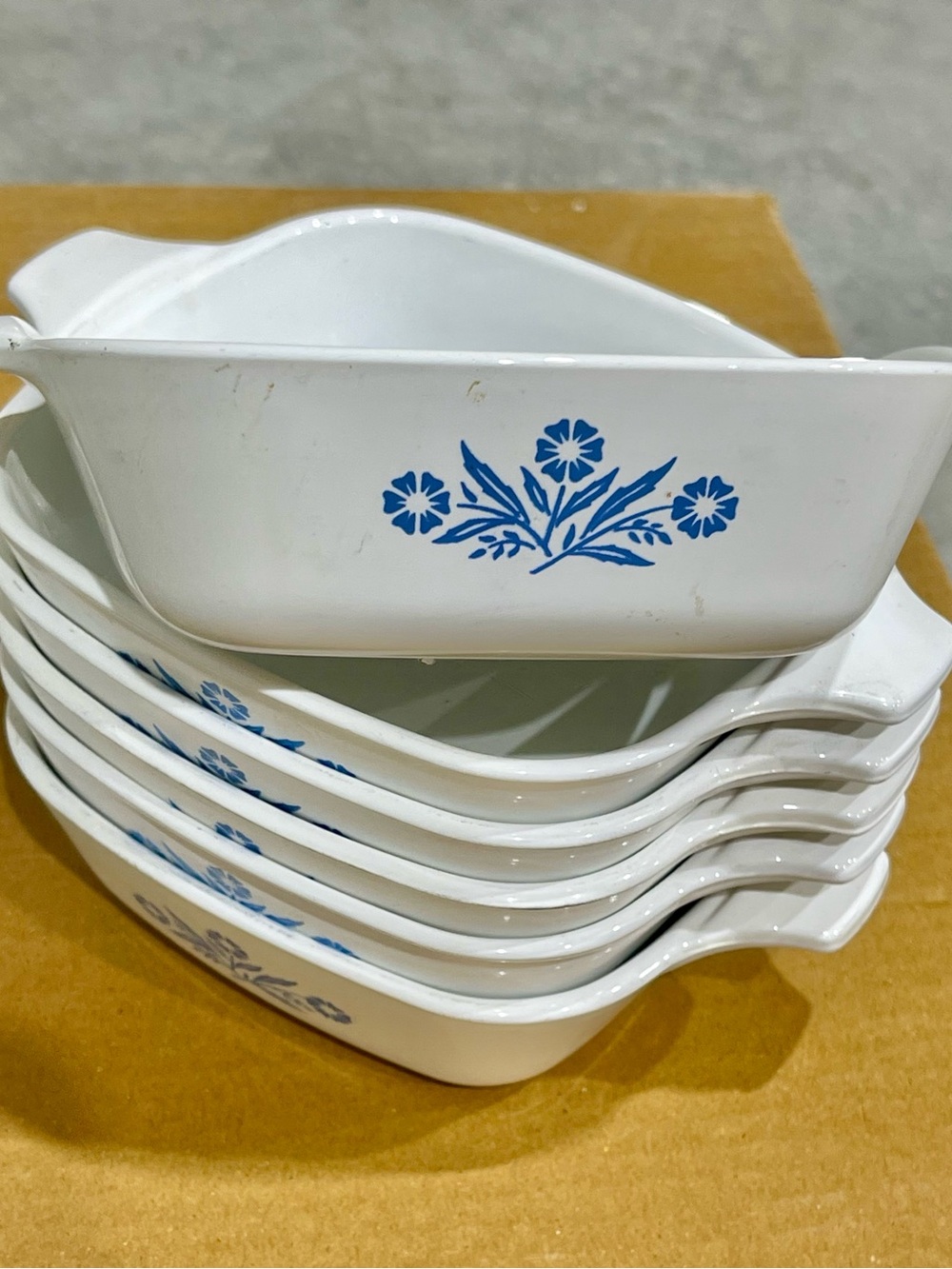 Vtg Corning Ware Blue Cornflower Petite Pan P-41-B USA 12oz White Casserole (6)